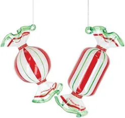 8" Red & Green LED Lit Candy Ornament Set Of 6