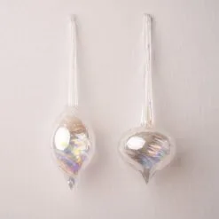 10" Iridescent Icicle Drop Glass Set Of 6