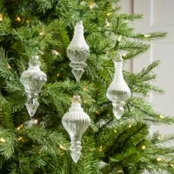 6" Winter Frost Assorted Finial Set Of 12 -Christmas decorations Shop 0671406942 2