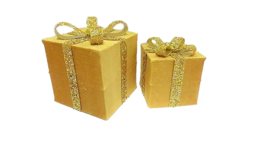 6" & 8" Gold Gift Box With Sequin Bow 3 6" & 8" Gold Gift Box With Sequin Bow