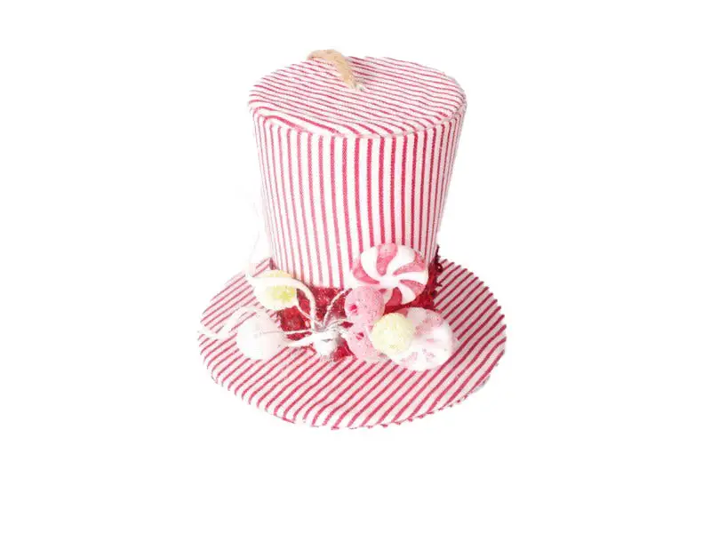 4" Red & White Stripe Candy Top Hat Set Of 6 3 4" Red & White Stripe Candy Top Hat Set Of 6