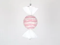 18" Pink Candy Glitter Ornament Set Of 2