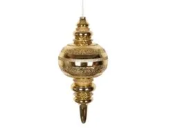 13" Gold Striped Finial Set Of 2