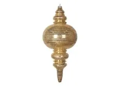 13" Gold Shiny Glitter Finial Set Of 2