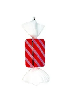 18" Red & White Candy Ornament Set Of 2