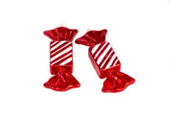 8" Red & White Candy Ornament Set Of 6
