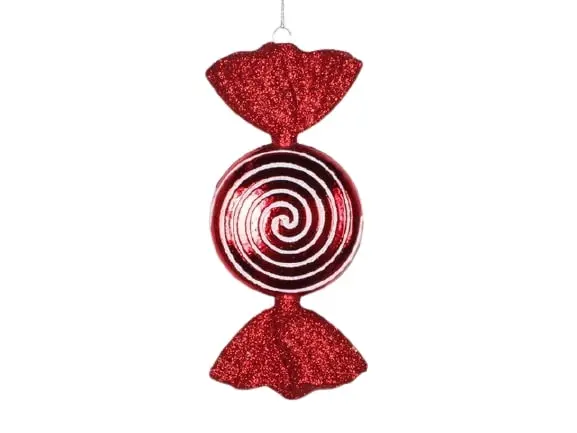 7" Red Swirl Shiny Candy Ornament Set Of 12 3 7" Red Swirl Shiny Candy Ornament Set Of 12