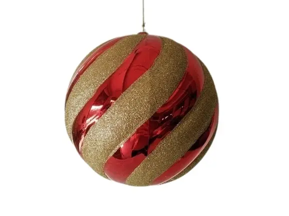 10" Spiral Shiny Ball Ornament Set Of 2 7 10" Spiral Shiny Ball Ornament Set Of 2 - Image 5