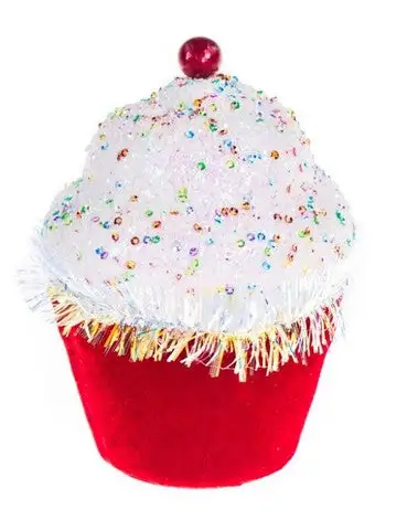 7" Red Cupcake With Sprinkles Set Of 4 3 7" Red Cupcake With Sprinkles Set Of 4