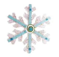 7" White With Blue Candy Snowflake Set Of 4