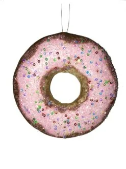 5" Pink Donut With Sprinkles Ornament Set Of 6