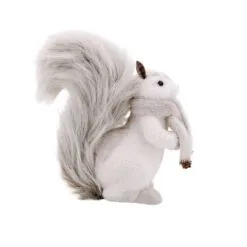 13" Grey Squirrel With Scarf & Pinecone