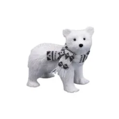 8" White Polar Bear With Scarf