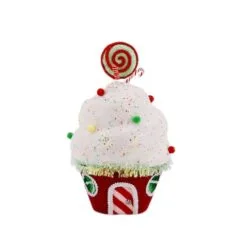 13" Red & White Sprinkled Cupcake
