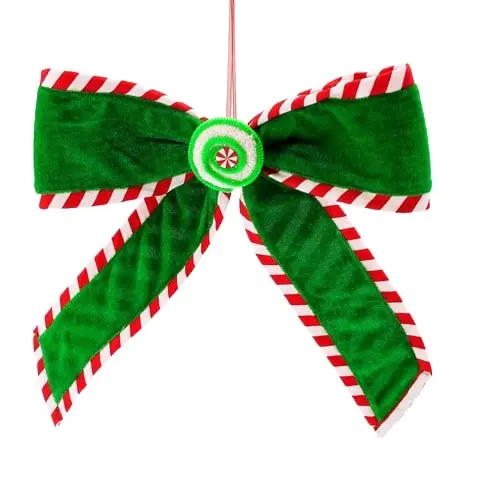 12" Peppermint & Green Hanging Candy Bow 3 12" Peppermint & Green Hanging Candy Bow
