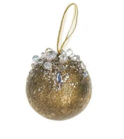 4" Gold Gem Ball Ornament Set Of 6