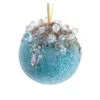 4" Aqua Gem Ball Ornament Set Of 6 -Christmas decorations Shop 0671409657