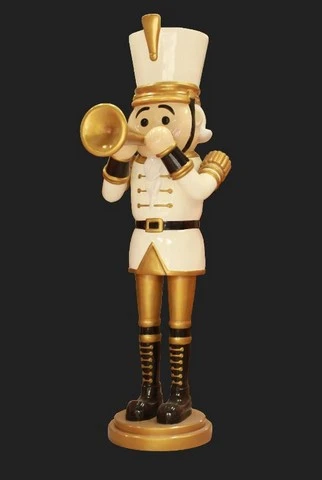 9 FT White & Gold Nutcracker With Trumpet 4 9 FT White & Gold Nutcracker With Trumpet - Image 2