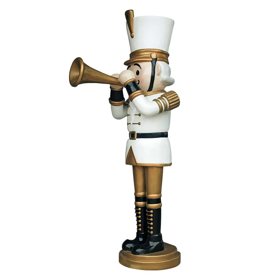 9 FT White & Gold Nutcracker With Trumpet 3 9 FT White & Gold Nutcracker With Trumpet