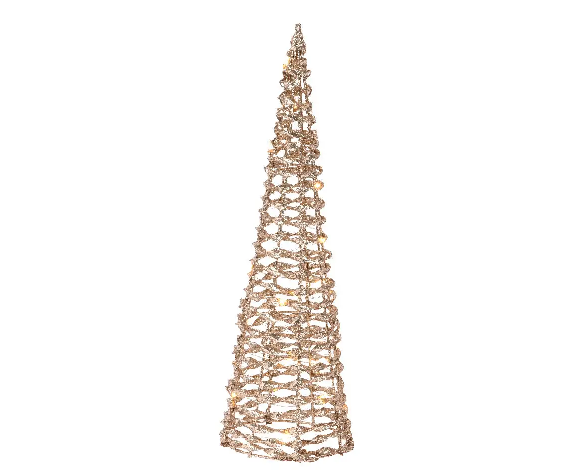 15" Gold Glitter Battery Operated Christmas Cone 3 15" Gold Glitter Battery Operated Christmas Cone
