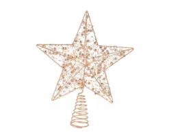 11" Gold Glitter Star Tree Topper Battery Operated LED Lights