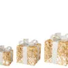 12" Gold & White Glitter Battery Operated Gift Box Set Of 3 -Christmas decorations Shop 0671430552 1