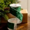 2.5" X 10YD Emerald Velvet Ribbon With Silver Back & Edge -Christmas decorations Shop 0671473002 1
