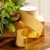 2.5" X 10YD Gold Mesh Ribbon With Gold Back -Christmas decorations Shop 0671473006 1