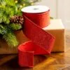 2.5" X 10YD Red Mesh Ribbon With Red Back -Christmas decorations Shop 0671473019 1