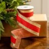 2.5" X5YD Red With Gold Edge Ribbon -Christmas decorations Shop 0671473082 1