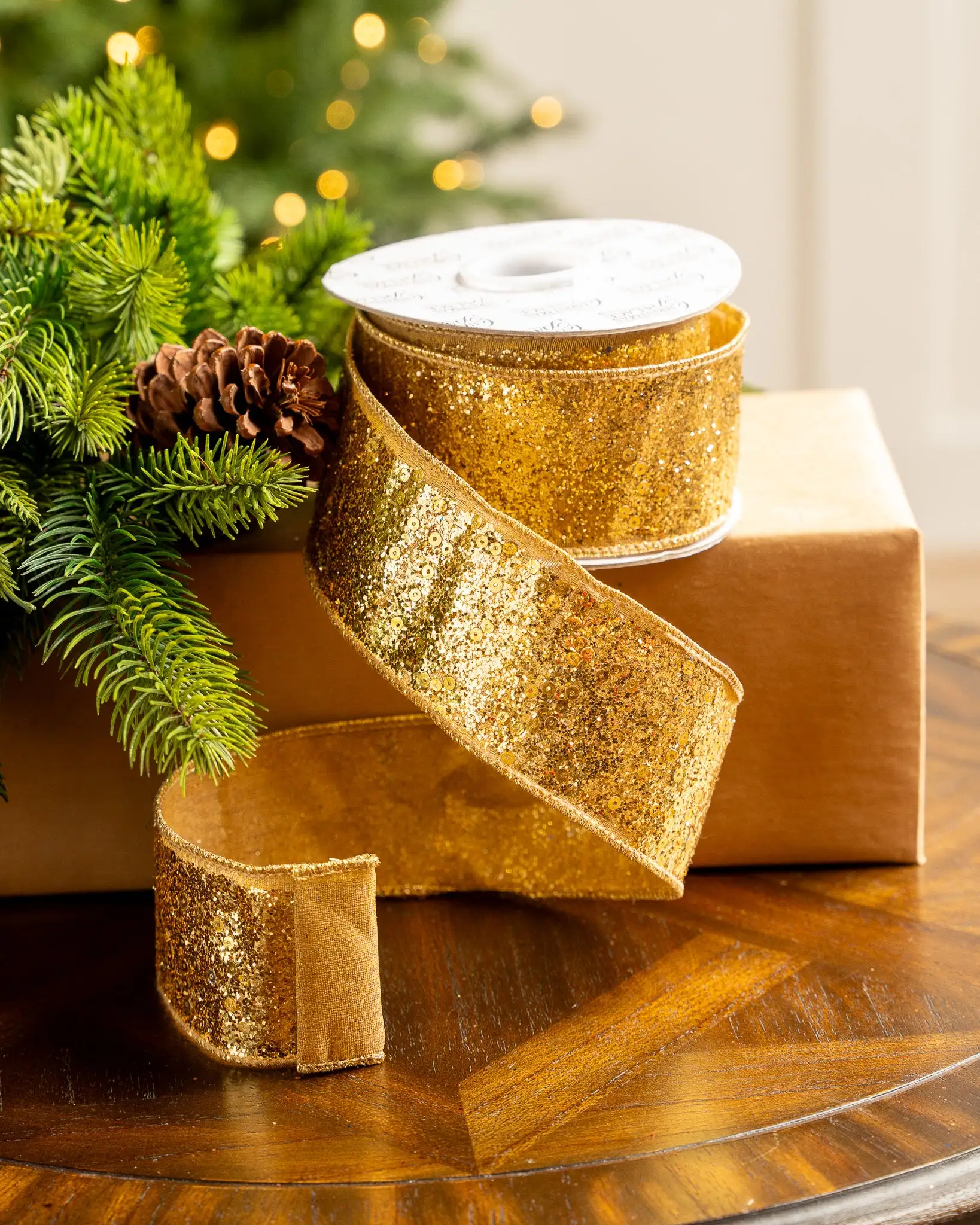 2.5" X 10YD Gold Full Glitter Ribbon 3 2.5" X 10YD Gold Full Glitter Ribbon