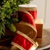 4" X10YD Red Velvet Ribbon With Gold Crotchet Trim -Christmas decorations Shop 0671474005 1