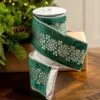 4" X5YD Green Velvet Ribbon With Silver Floral Jewel -Christmas decorations Shop 0671474008 1