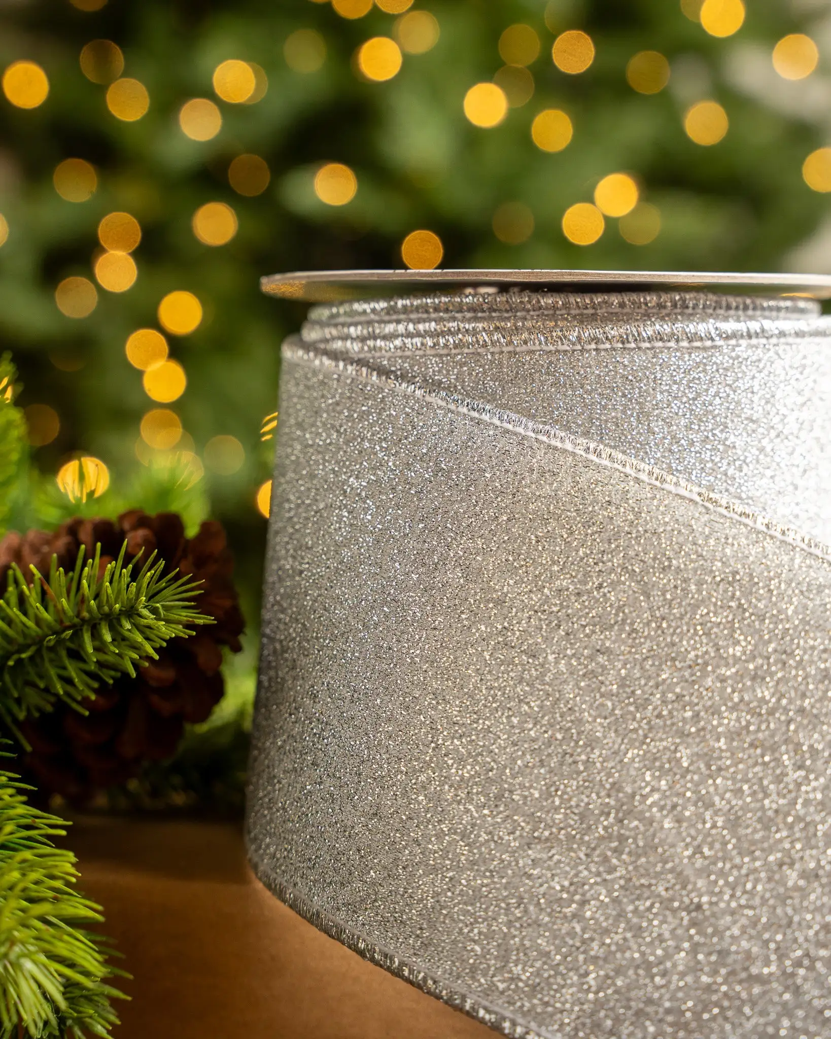 4" X10YD Silver Mesh Ribbon 4 4" X10YD Silver Mesh Ribbon - Image 2