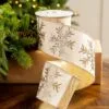 4" X10YD Ivory Ribbon With Gold Glitter Snowflake -Christmas decorations Shop 0671474024 1