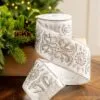 4" X5YD White Velvet Ribbon With Silver Beaded Jewels -Christmas decorations Shop 0671474034 1