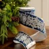4" X5YD Navy Velvet Ribbon With Silver Beaded Jewels 2 4" X5YD Navy Velvet Ribbon With Silver Beaded Jewels -Christmas decorations Shop 0671474035 1