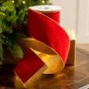 4" X10YD Red Velvet With Gold Edge -Christmas decorations Shop 0671474041 1