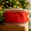4" X5YD Red With Gold Crotchet Trim Edge 2 4" X5YD Red With Gold Crotchet Trim Edge -Christmas decorations Shop 0671474078 2