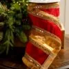4" X10YD Red Velvet Ribbon With Mirror On Edge 2 4" X10YD Red Velvet Ribbon With Mirror On Edge -Christmas decorations Shop 0671474090 1