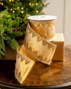 4" X10YD Gold With Silver Trim