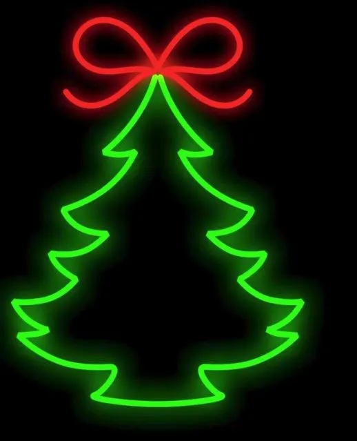 2 FT X 2 FT Red & Green LED Tree With A Bow 3 2 FT X 2 FT Red & Green LED Tree With A Bow