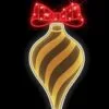 3 FT X 1.5 FT Warm White & Red LED Ornament With Bow