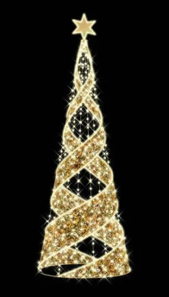 5 FT X 5 FT X 13 FT Warm White LED Gold Ribbon Tree