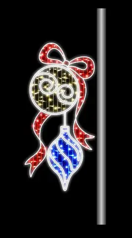 6 FT X 3 FT LED Warm White Gold & Blue Ornament Pole Banner 3 6 FT X 3 FT LED Warm White Gold & Blue Ornament Pole Banner