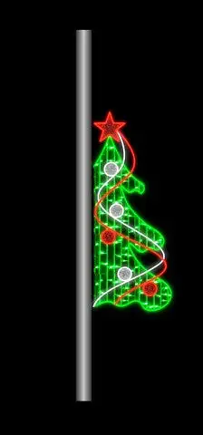 6 FT X 3 FT LED Green Christmas Tree With Ornaments Pole Banner 3 6 FT X 3 FT LED Green Christmas Tree With Ornaments Pole Banner