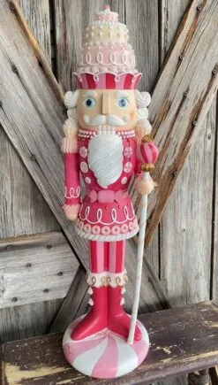 Pink Candy Nutcracker With Staff -Christmas decorations Shop 0796229439 1