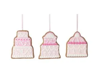 Pink Royal Icing Assorted Cookie Ornament Set Of 3 4 Pink Royal Icing Assorted Cookie Ornament Set Of 3 - Image 2