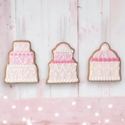 Pink Royal Icing Assorted Cookie Ornament Set Of 3