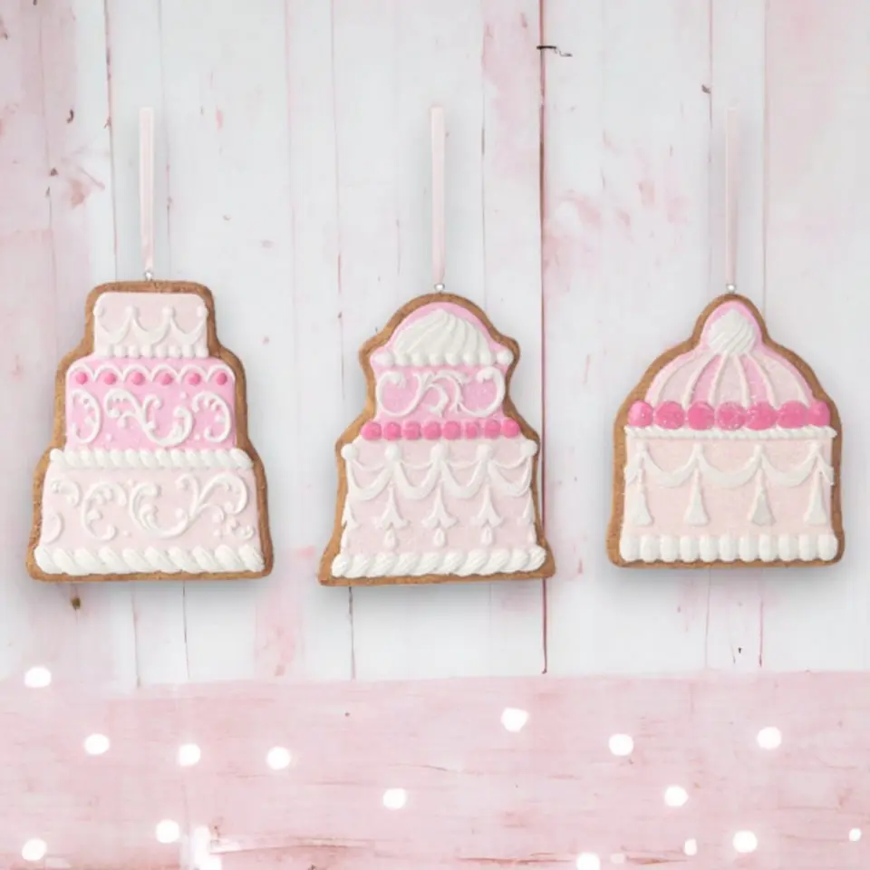 Pink Royal Icing Assorted Cookie Ornament Set Of 3 3 Pink Royal Icing Assorted Cookie Ornament Set Of 3